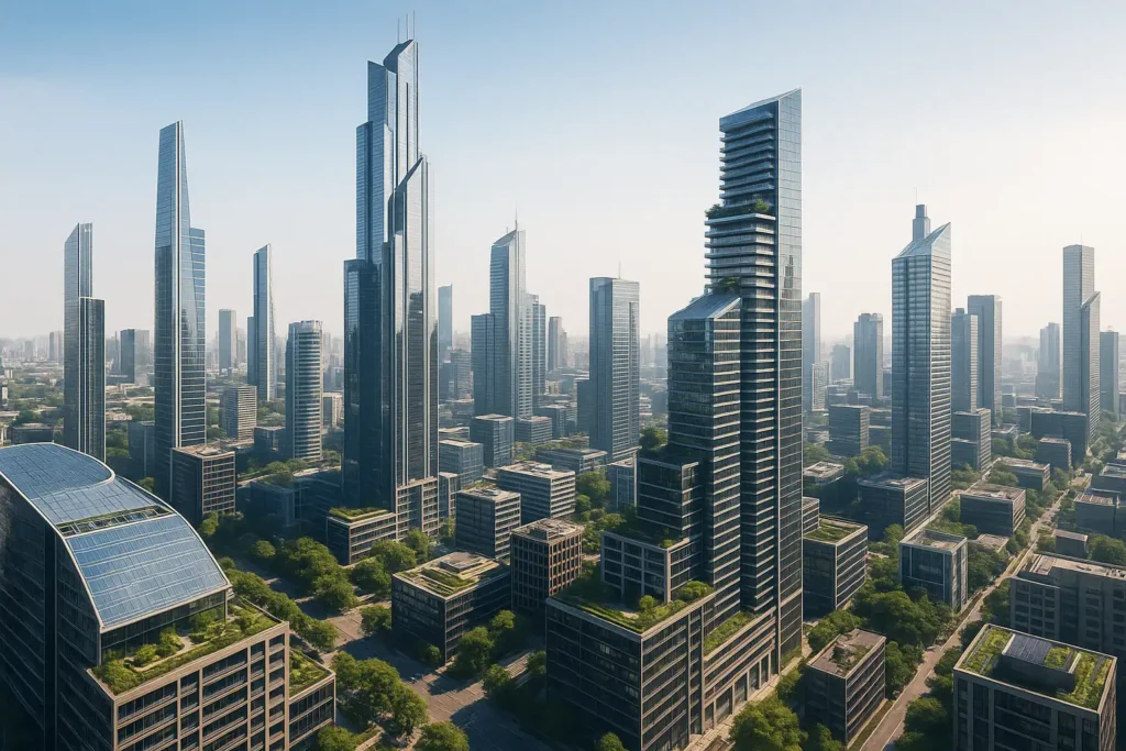 Modern architectural trends transforming urban landscapes in 2025, BATIMOI BTP blog