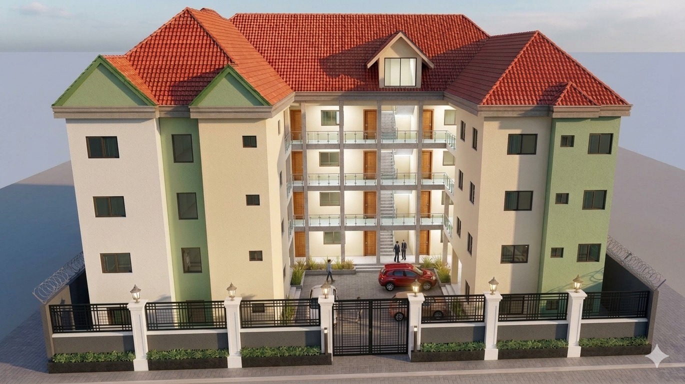 Bomaka Design Project A, G+3 residential building with single rooms, studios and apartments, Buea, Cameroon