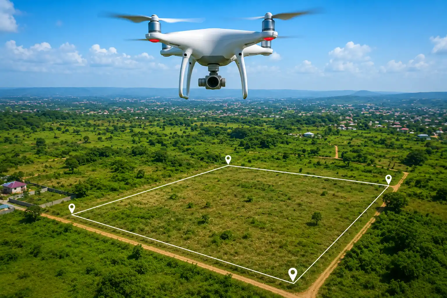 Drone land survey and aerial site photography service in Cameroon by BATIMOI BTP